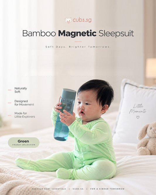 Magnetic Bamboo SleepSuit — Pastel Green