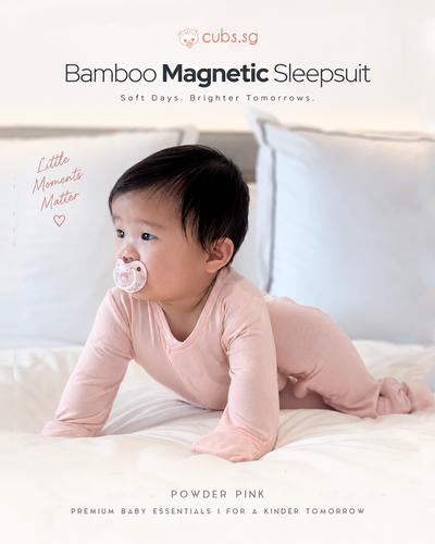 Magnetic Bamboo SleepSuit — Powder Pink