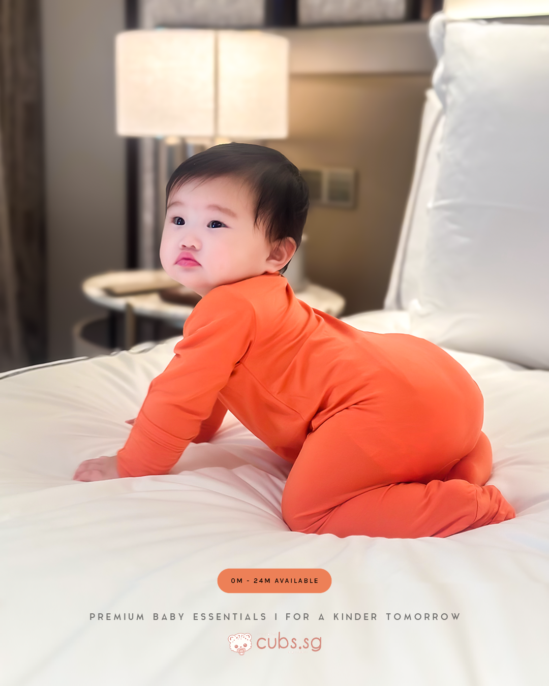Magnetic Bamboo Sleepsuit — Sunset Orange