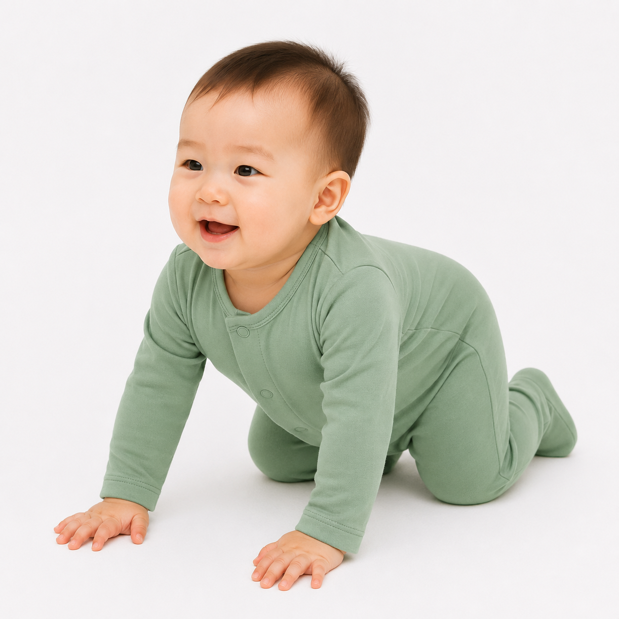 Magnetic Bamboo Sleepsuit — Pastel Green 61