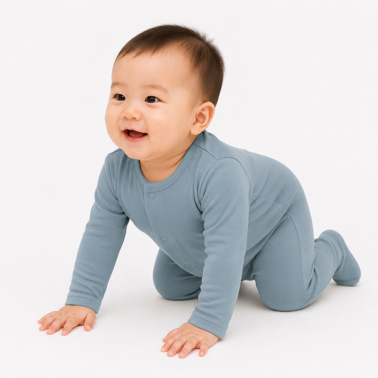 Magnetic Bamboo Sleepsuit — Light Blue 58